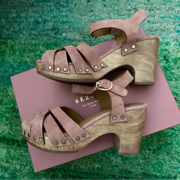 NEW Sezane Isabelle blush pink suede clogs EU 35 / US 6 - Picture 5 of 8